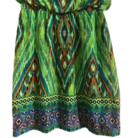Tiana B. Women’s Multicolor Aztec Pattern Smocked Waist Knee Length Dress Sz- 12 - Picture 3 of 6